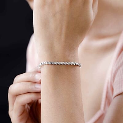 White Diamond 0.25 ctw Bracelet in Platinum Over Sterling Silver (7.5 In) (12.92 g)