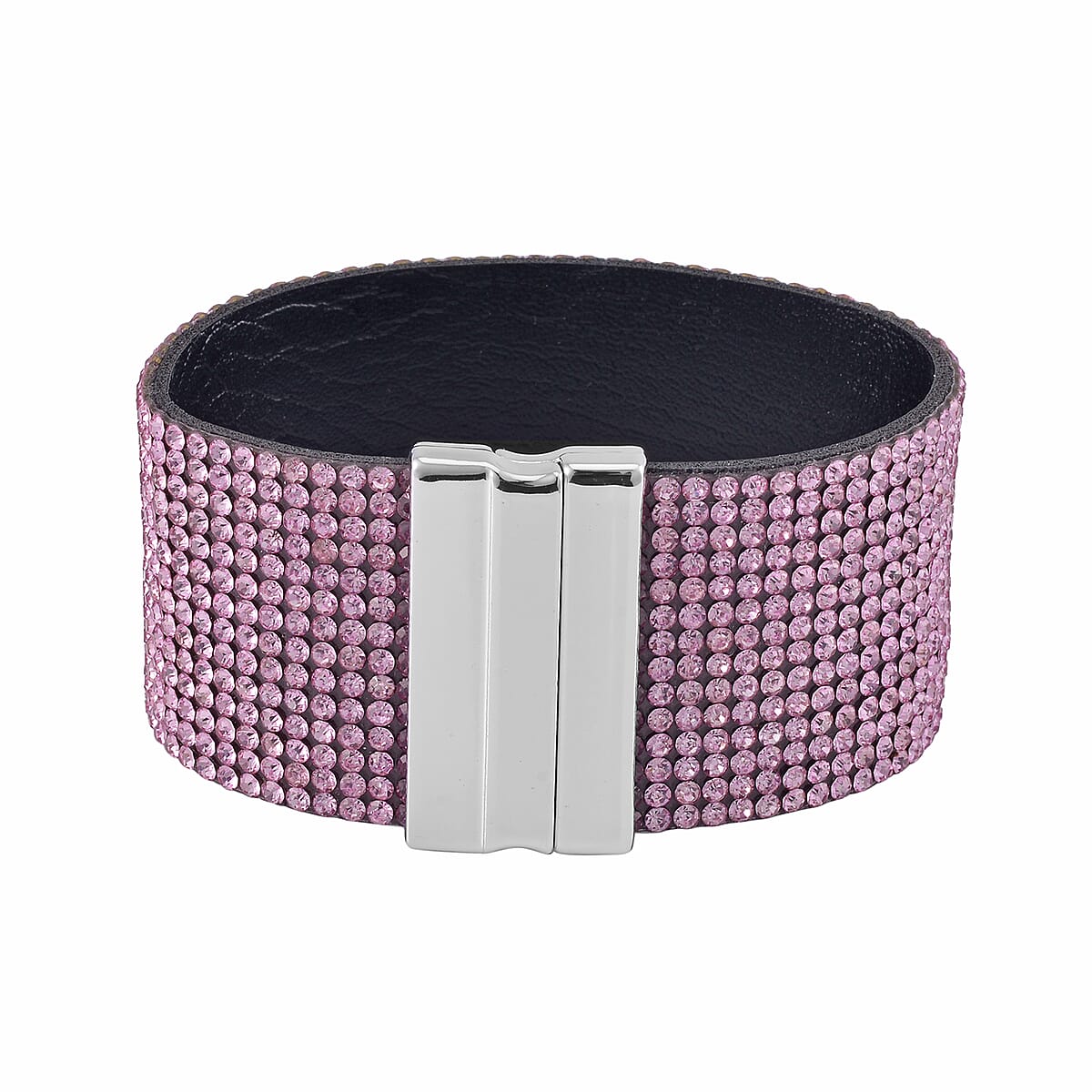 Pink Austrian Crystal Bracelet in Silvertone (7.50 In) image number 2