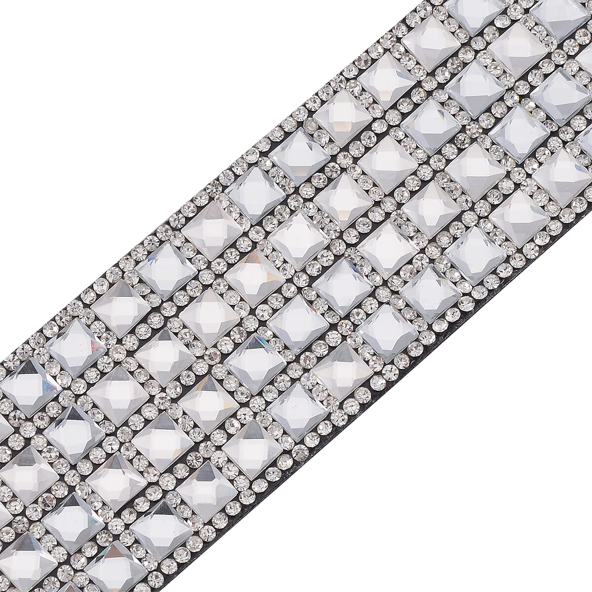 Austrian Crystal and White Glass Bracelet in Silvertone (7.50 In) image number 3