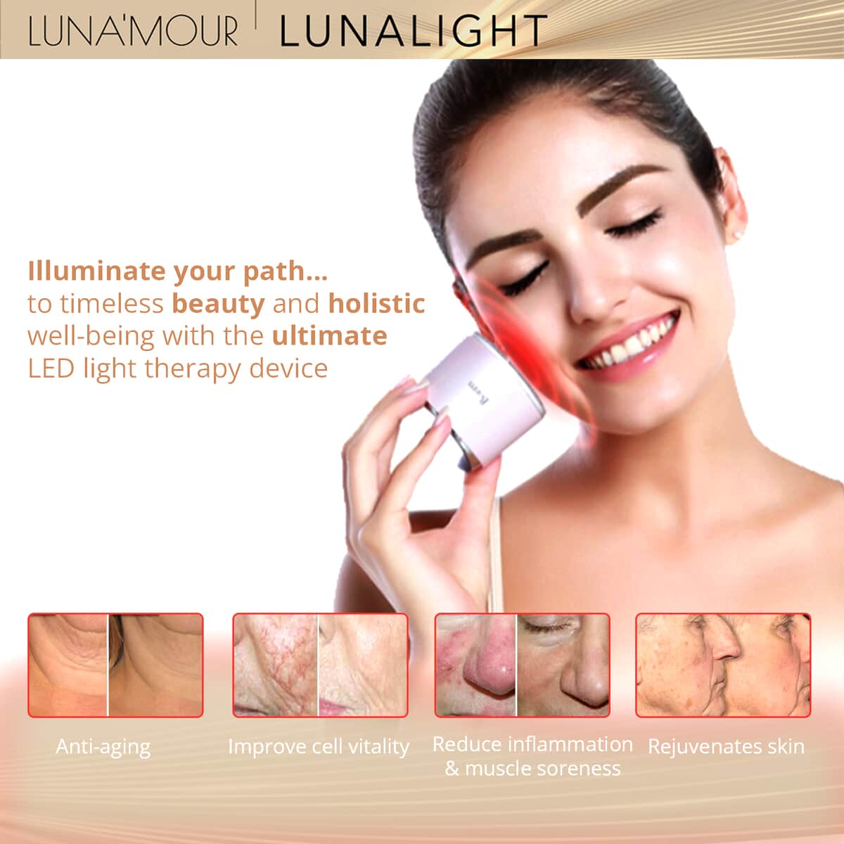 LunaMour LunaLight Ultimate Radiance LED Light Therapy Device (lifetime warranty) image number 3