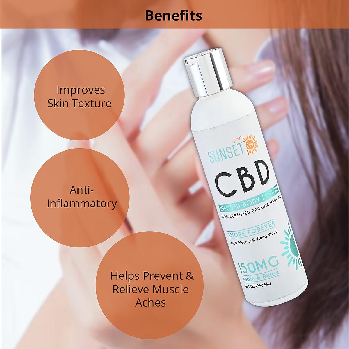 Sunset CBD Infused Lotion 150MG - Amore Forever (Apple Blossom & Ylang Ylang) image number 2