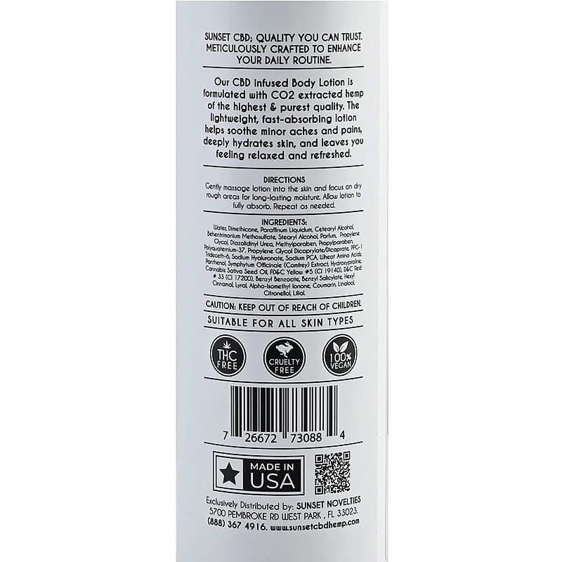 Sunset CBD Infused Lotion 150MG - Amber Flirtation (Deep Amber & Sugar)