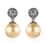 South Sea Golden Pearl and Brown Zircon Drop Earrings in Platinum Over Sterling Silver 0.50 ctw