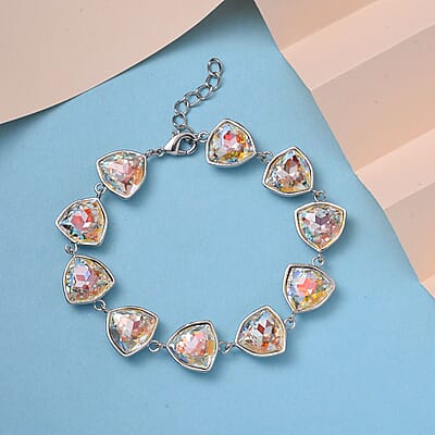 Aurora Borealis Austrian Crystal Bracelet in Silvertone (7.0-8.50In)