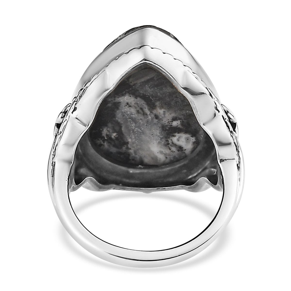 Artisan Crafted White Buffalo Solitaire Ring in Sterling Silver 15.25 ctw image number 4