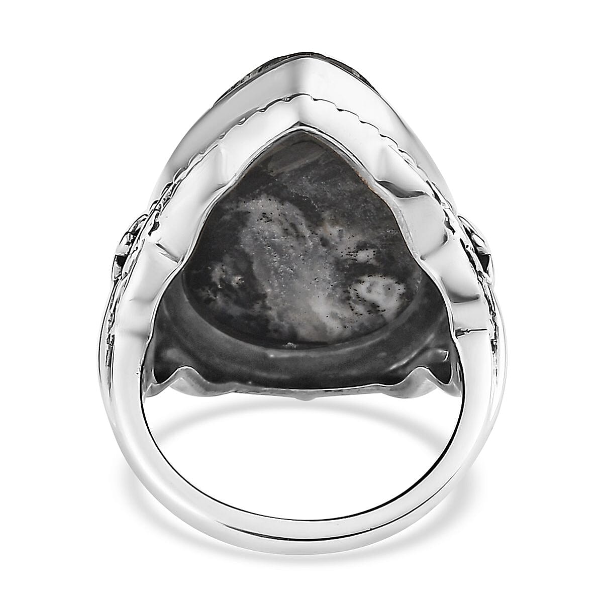 Artisan Crafted White Buffalo Solitaire Ring in Sterling Silver (Size 6.0) 15.25 ctw image number 4
