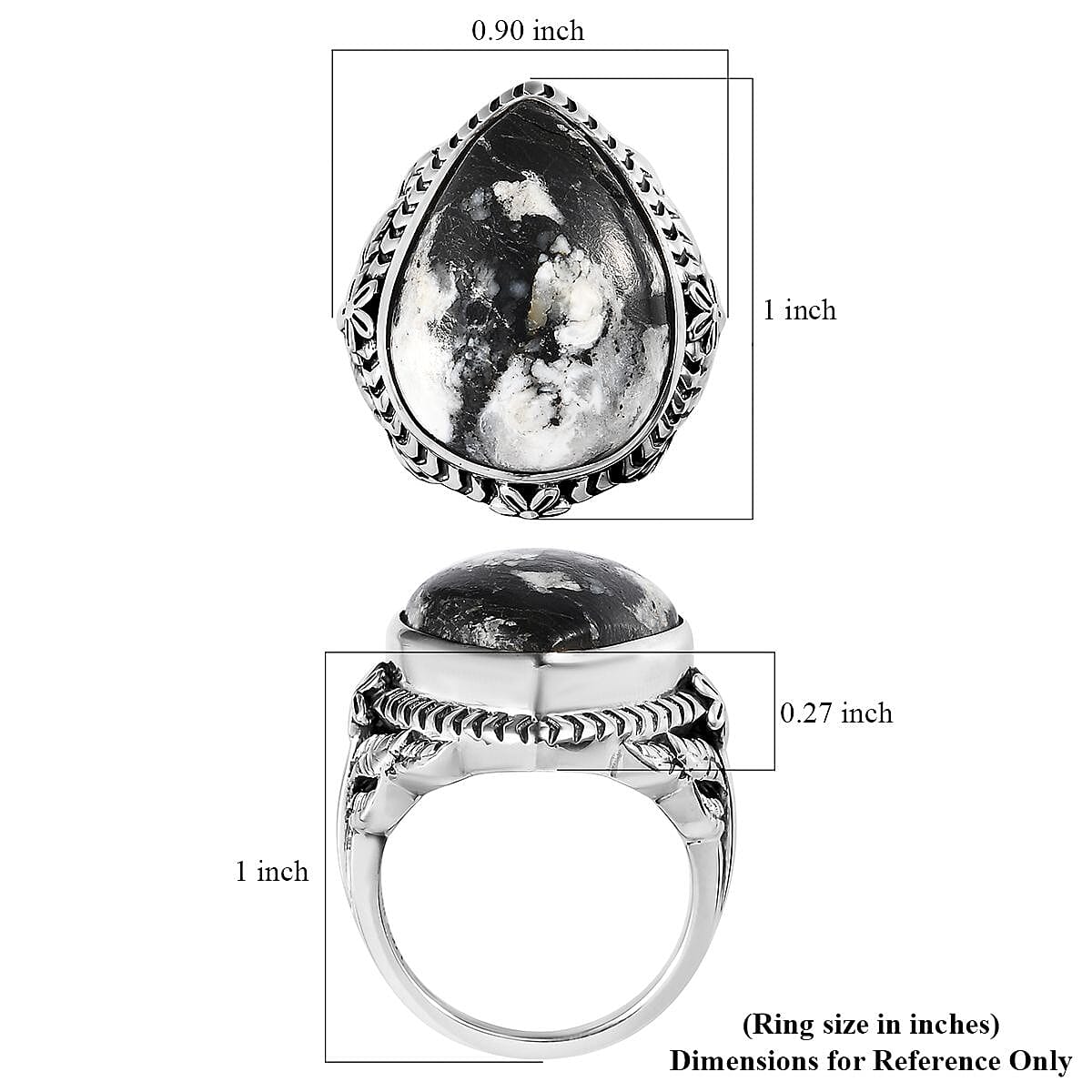 Artisan Crafted White Buffalo Solitaire Ring in Sterling Silver (Size 6.0) 15.25 ctw image number 5