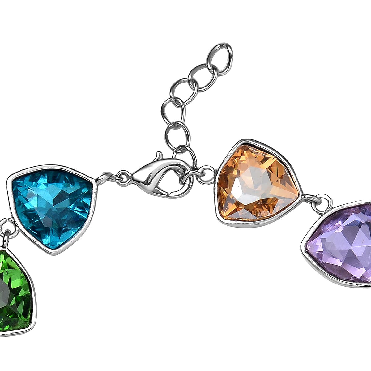 Multi Color Austrian Crystal Bracelet in Silvertone (7.0-8.50In) image number 2