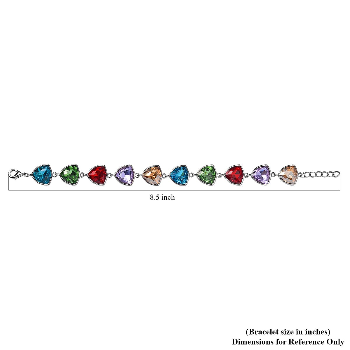 Multi Color Austrian Crystal Bracelet in Silvertone (7.0-8.50In) image number 3