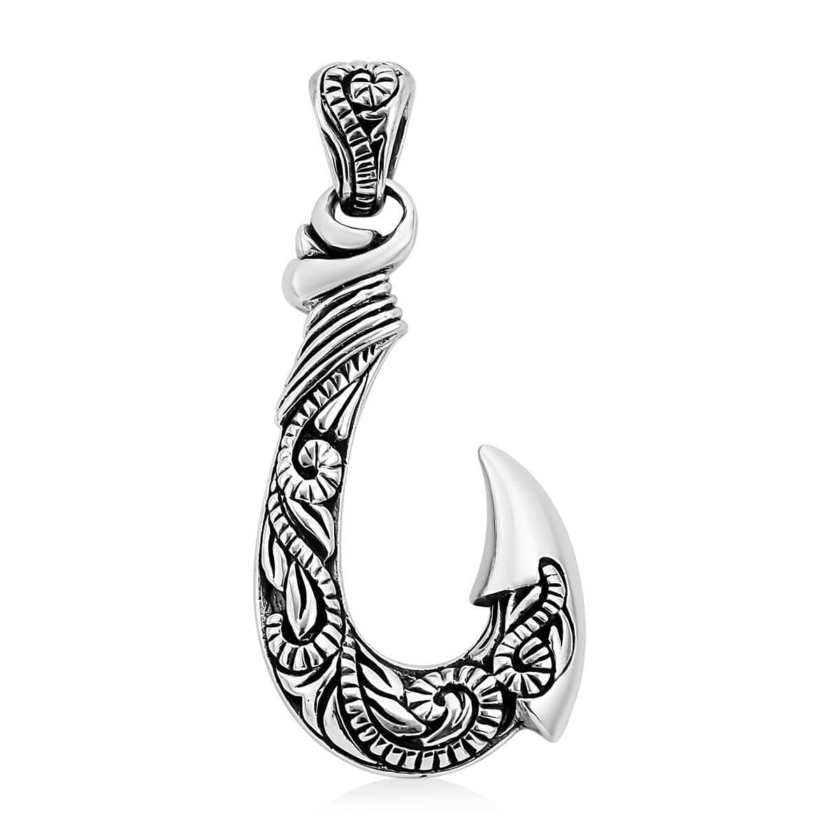 Bali Legacy Sterling Silver Fishhook Pendant, Silver Pendant, Aquatic Themed Pendant, Silver Jewelry, Gifts for Her, Birthday Gift 11.40 Grams , Shop
