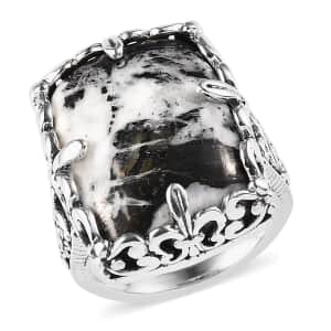 Artisan Crafted White Buffalo Ring in Sterling Silver 18.85 ctw