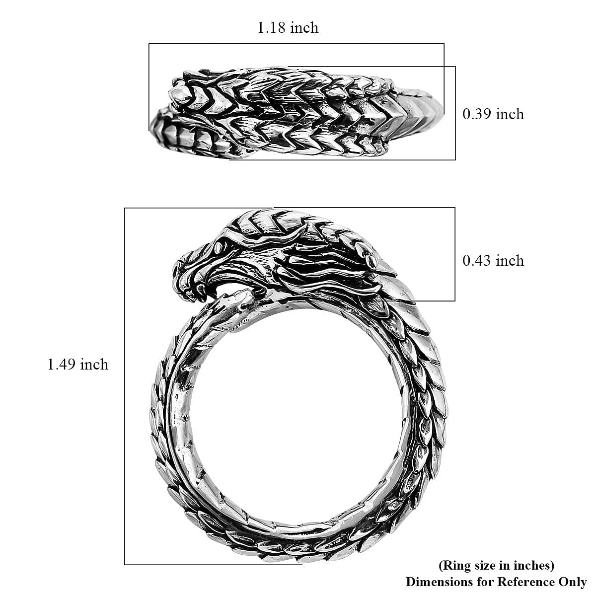 Bali Legacy Sterling Silver Dragon Ring (Size 7.0) 9.70 Grams image number 5