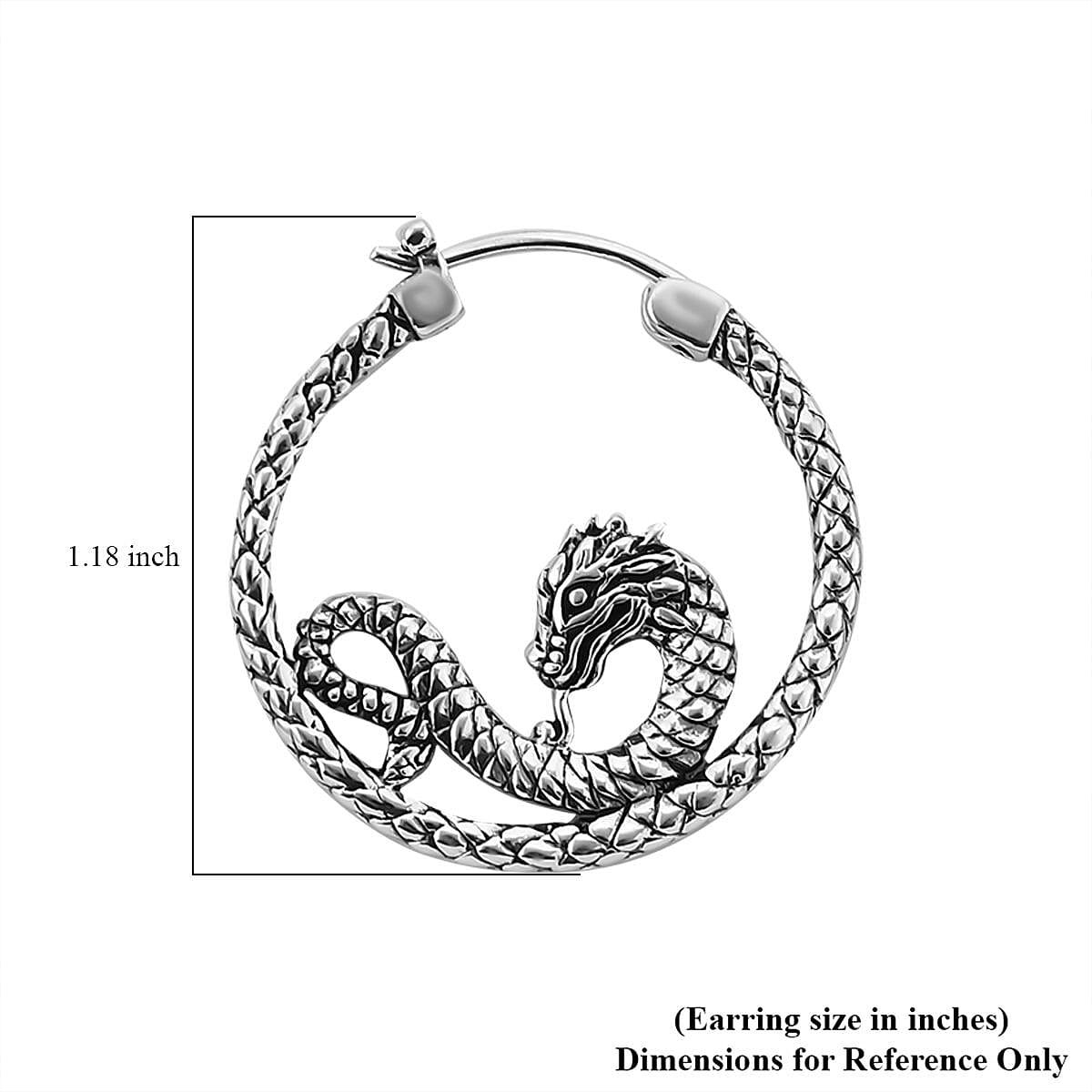 Bali Legacy Sterling Silver Snake Hoop Earrings 8.50 Grams image number 3
