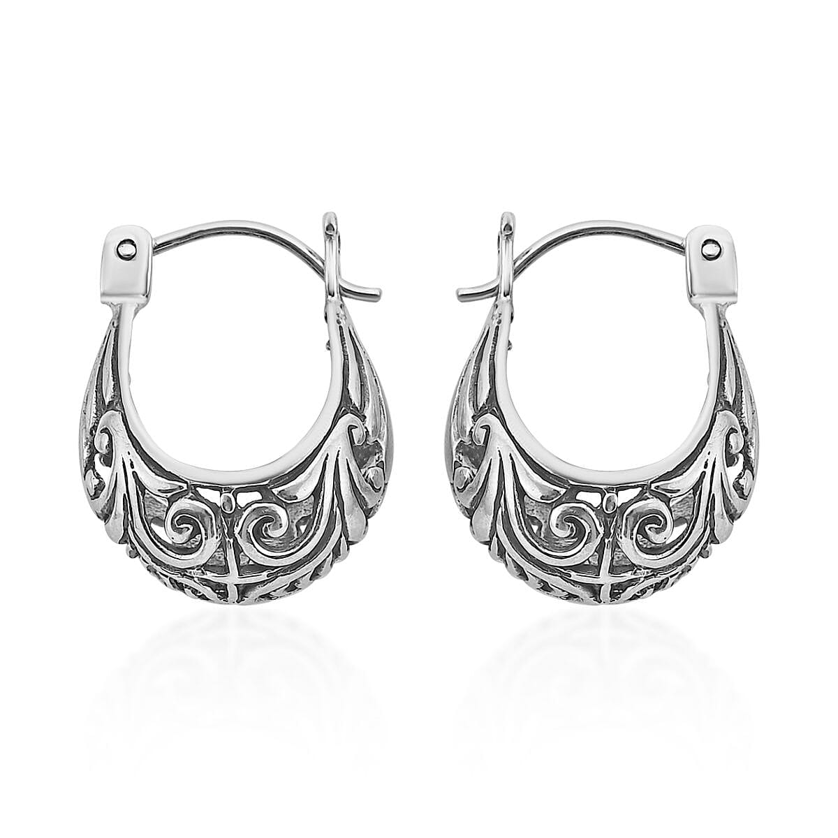 Bali Legacy Sterling Silver Hoop Earrings 5.25 Grams image number 3