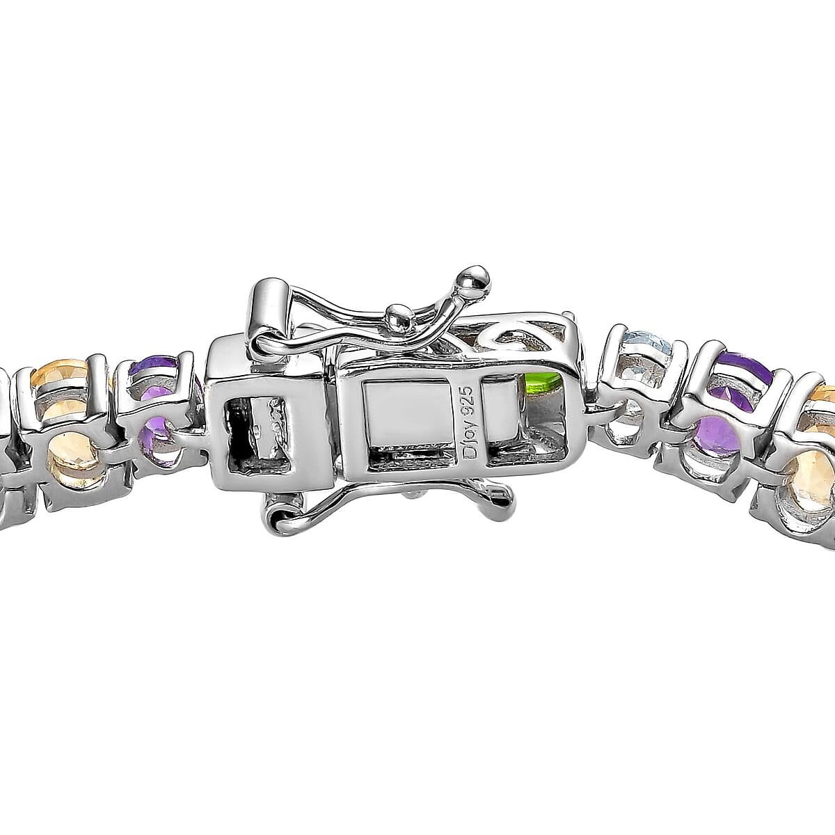 Multi Gemstone Rainbow Tennis Bracelet in Platinum Over Sterling Silver (7.25 In) 10.50 ctw image number 3