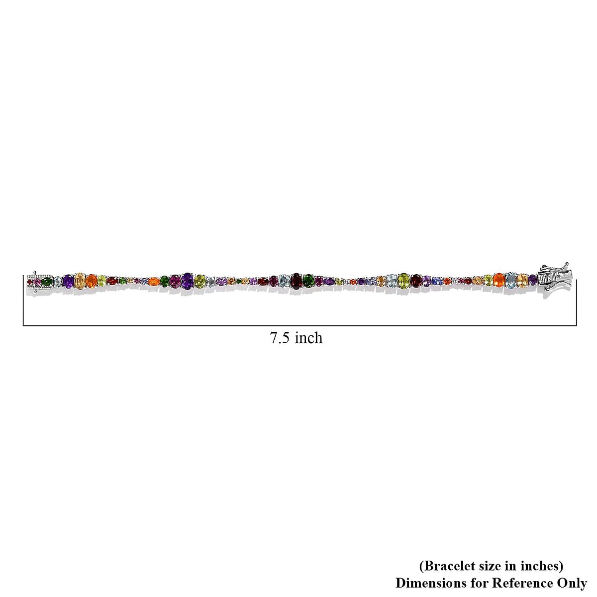 Multi Gemstone Rainbow Tennis Bracelet in Platinum Over Sterling Silver (7.25 In) 10.50 ctw image number 4