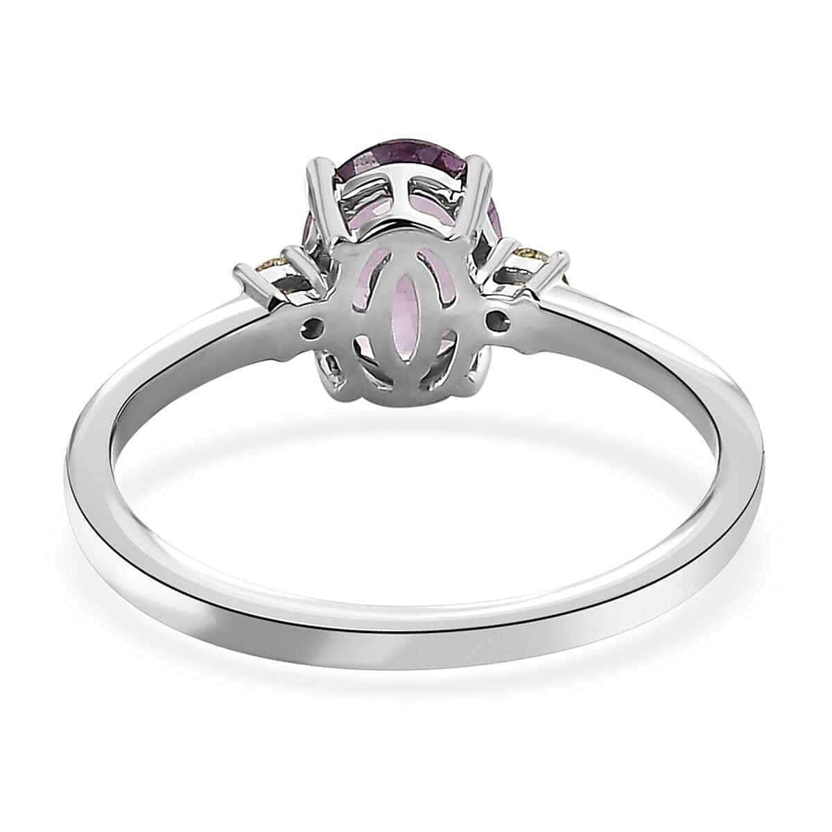 Luxoro 10K White Gold AAA Narsipatnam Purple Spinel, Natural Yellow Diamond (I3) Ring (Size 6.0) 1.20 ctw