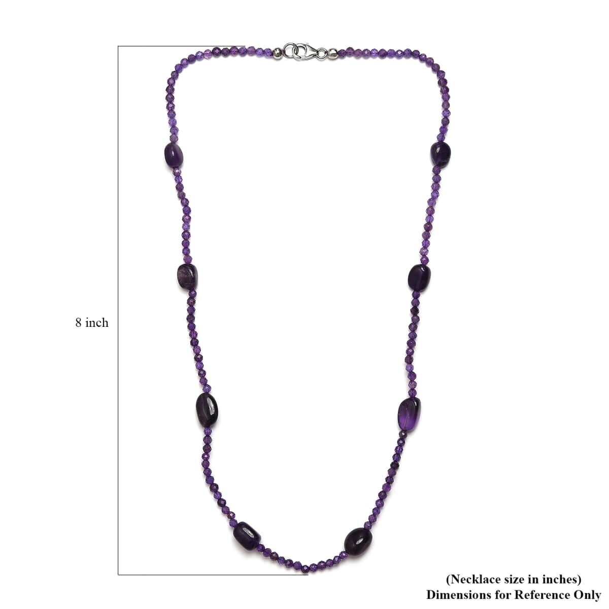 African Amethyst Beaded Station Necklace in Sterling Silver 67.00 ctw image number 5