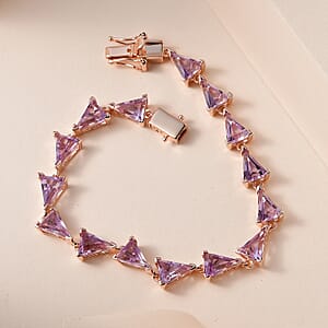 AAA Rose De France Amethyst Bracelet in Vermeil Rose Gold Over Sterling Silver (8.00 In) 16.00 ctw