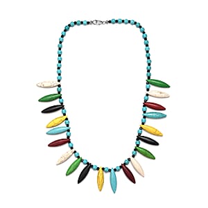 Constituted Multi Howlite and Thai Black Spinel Necklace 20 Inches in Sterling Silver 242.00 ctw