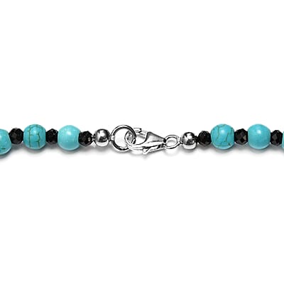 Constituted Multi Howlite and Thai Black Spinel Necklace 20 Inches in Sterling Silver 242.00 ctw