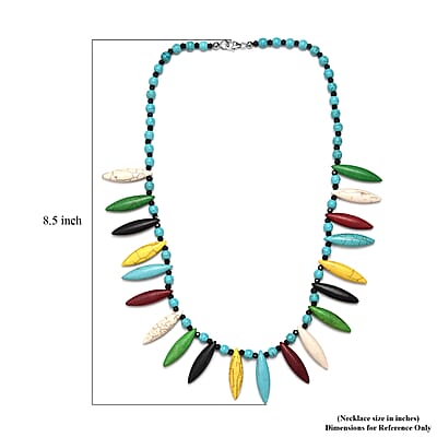 Constituted Multi Howlite and Thai Black Spinel Necklace 20 Inches in Sterling Silver 242.00 ctw