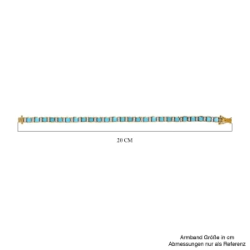Sleeping Beauty Turquoise and White Zircon 9.00 ctw Cluster Bracelet in 14K Yellow Gold Over Sterling Silver (7.5 In) (16.38 g)