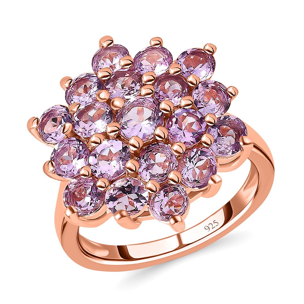 Rose De France Amethyst 3.35 ctw Ring in 14K RG Over Sterling Silver (Size 10.0)