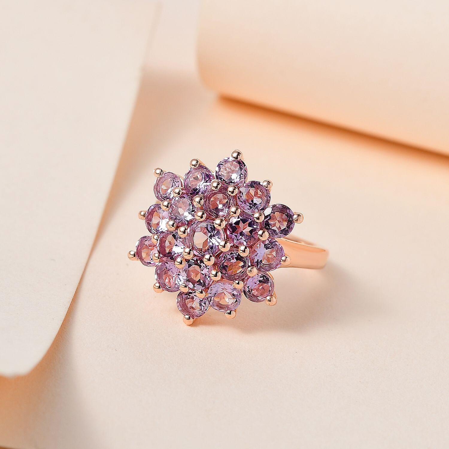 Rose De France Amethyst 3.35 ctw Ring in 14K RG Over Sterling Silver (Size 10.0)
