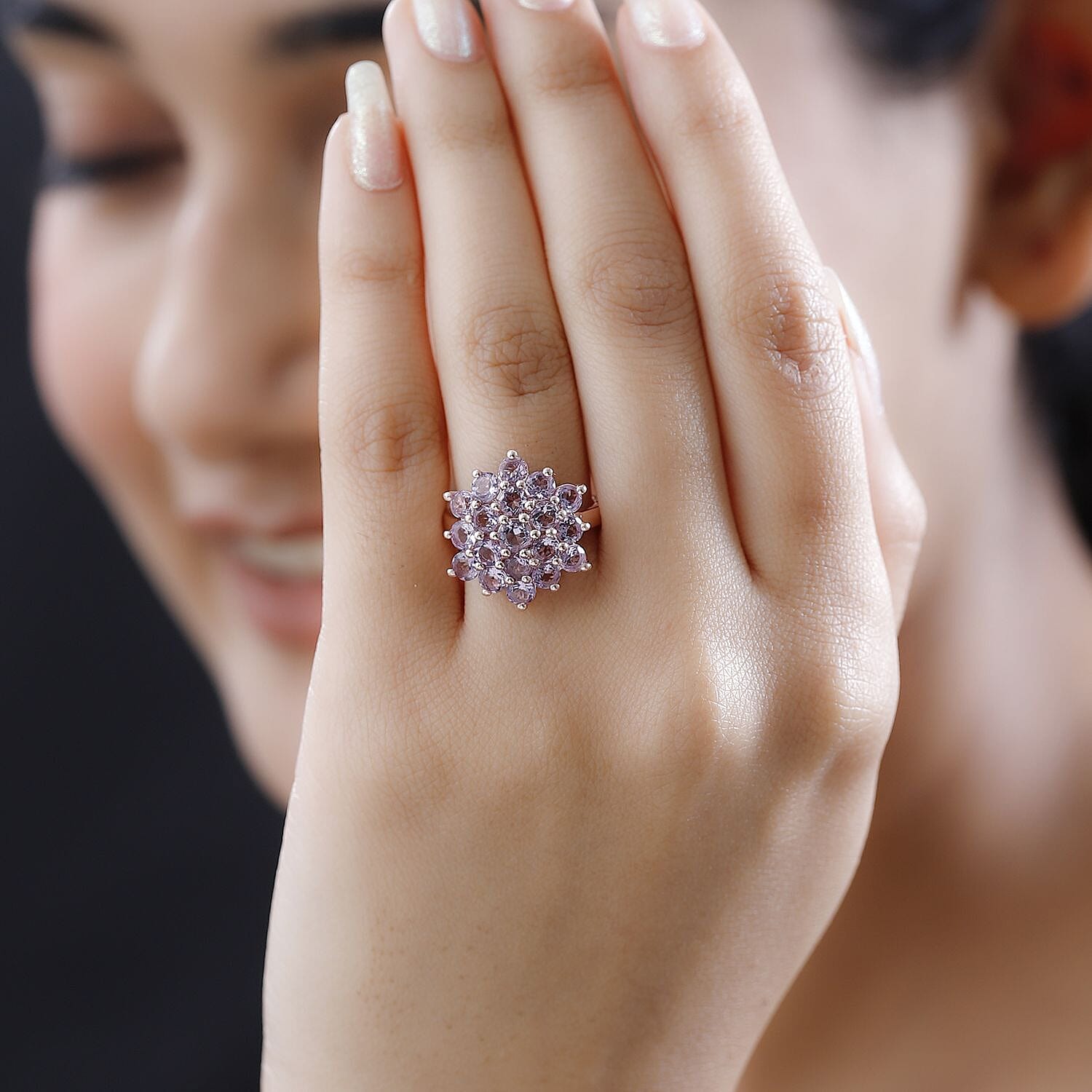 Rose De France Amethyst 3.35 ctw Ring in 14K RG Over Sterling Silver (Size 10.0)