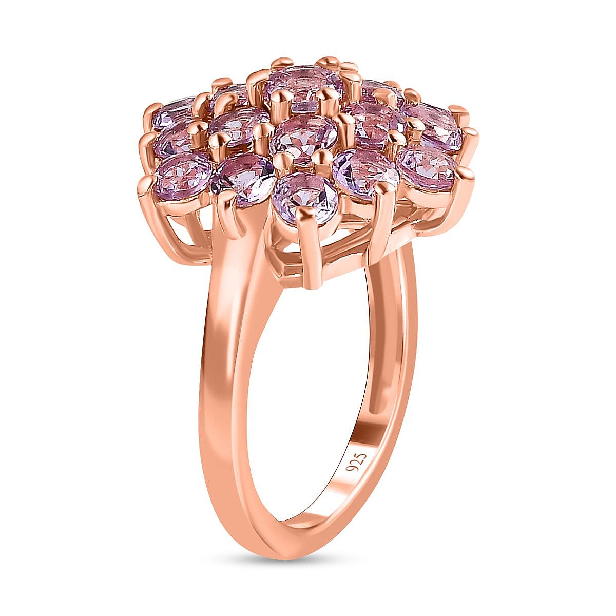 Rose De France Amethyst 3.35 ctw Ring in 14K RG Over Sterling Silver (Size 10.0)