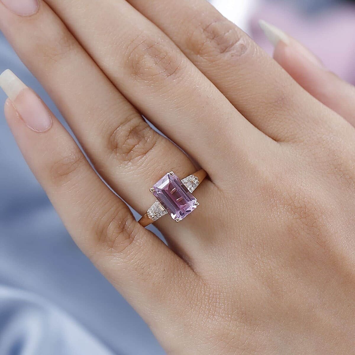 Luxoro 14K Rose Gold AAA Patroke Kunzite, Diamond Ring (Size 7.0) 4.50 ctw image number 2