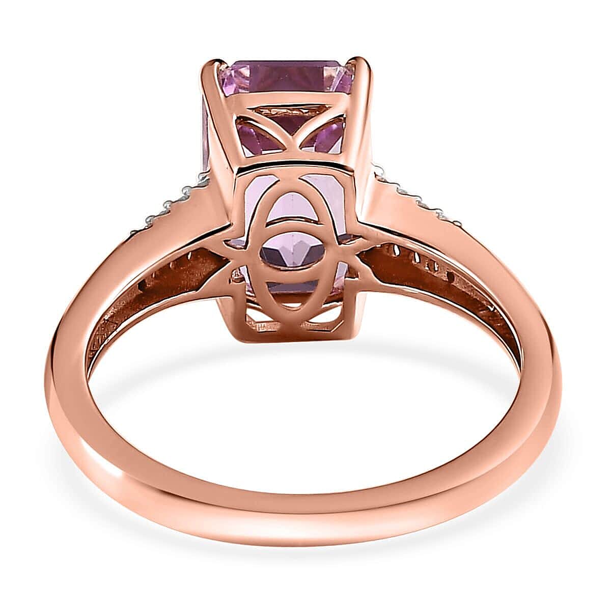 Luxoro 14K Rose Gold AAA Patroke Kunzite, Diamond Ring (Size 7.0) 4.50 ctw image number 4