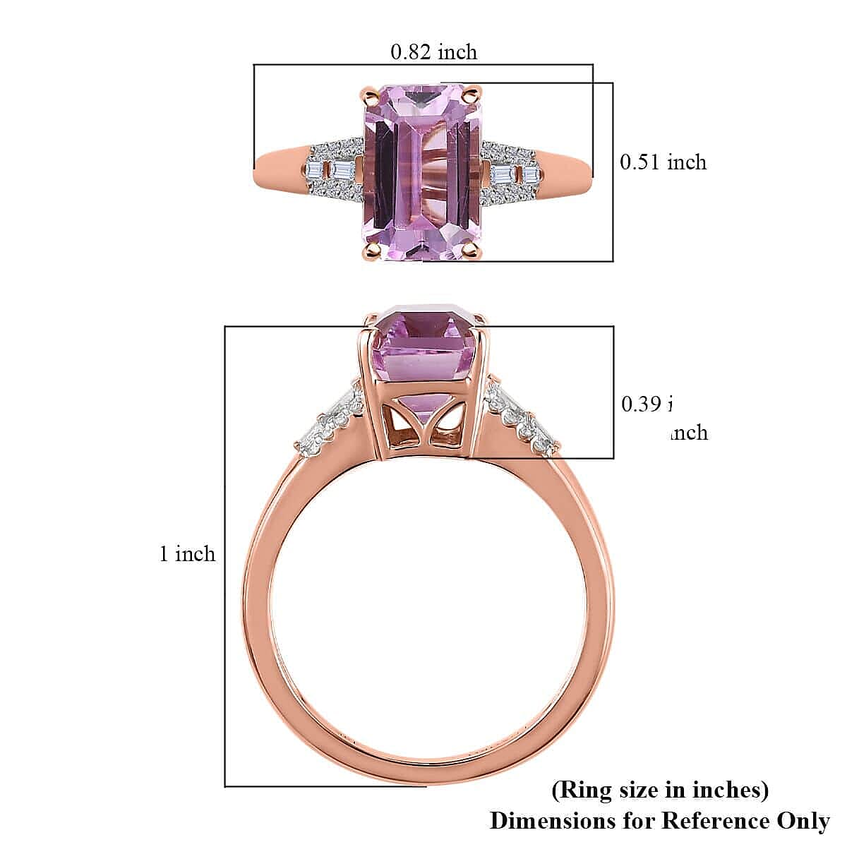 Luxoro 14K Rose Gold AAA Patroke Kunzite, Diamond Ring (Size 7.0) 4.50 ctw image number 5