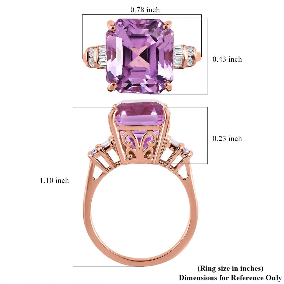 Luxoro 10K Rose Gold AAAA Patroke Kunzite and G-H I3 Diamond Ring 9.10 ctw image number 5