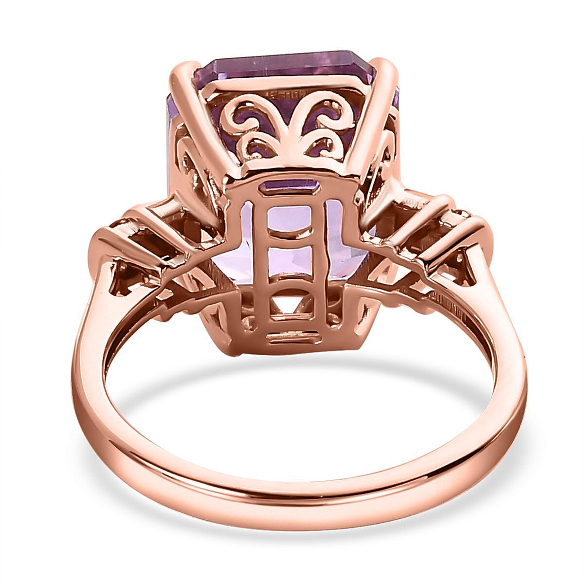 Luxoro 10K Rose Gold AAAA Patroke Kunzite and G-H I3 Diamond Ring (Size 8.0) 9.10 ctw image number 4