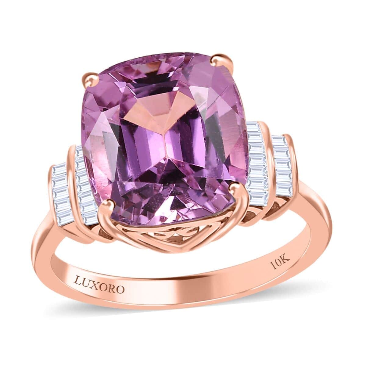 Luxoro 10K Rose Gold AAA Patroke Kunzite, Diamond (0.20 cts) Ring (Size 7.0) 6.75 ctw image number 0