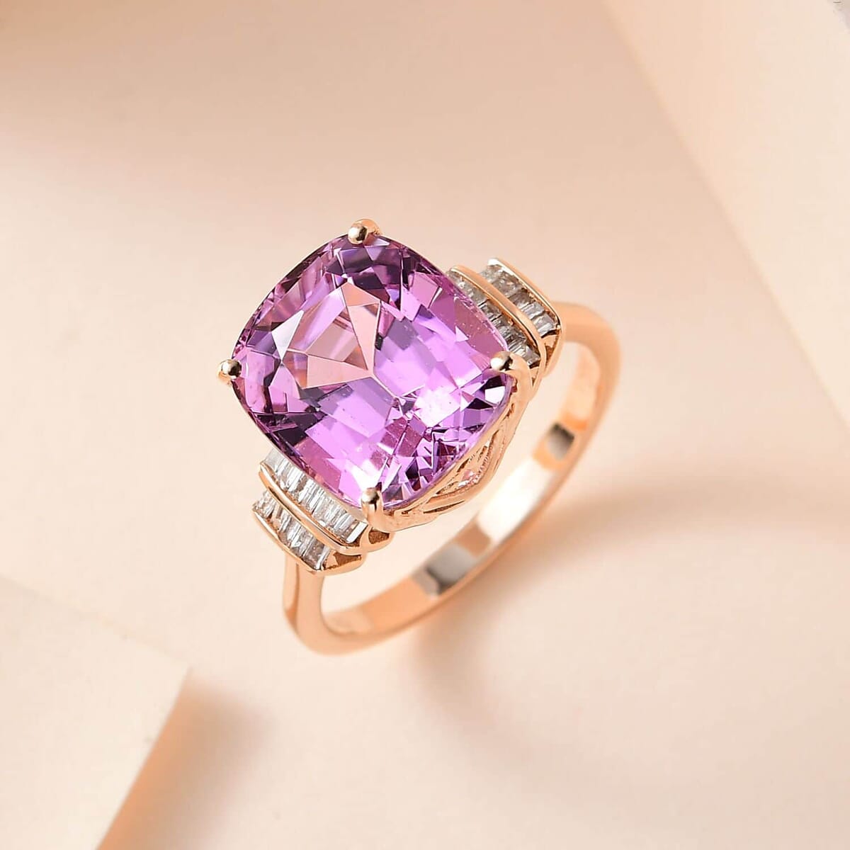 Luxoro 10K Rose Gold AAA Patroke Kunzite, Diamond (0.20 cts) Ring (Size 7.0) 6.75 ctw image number 1