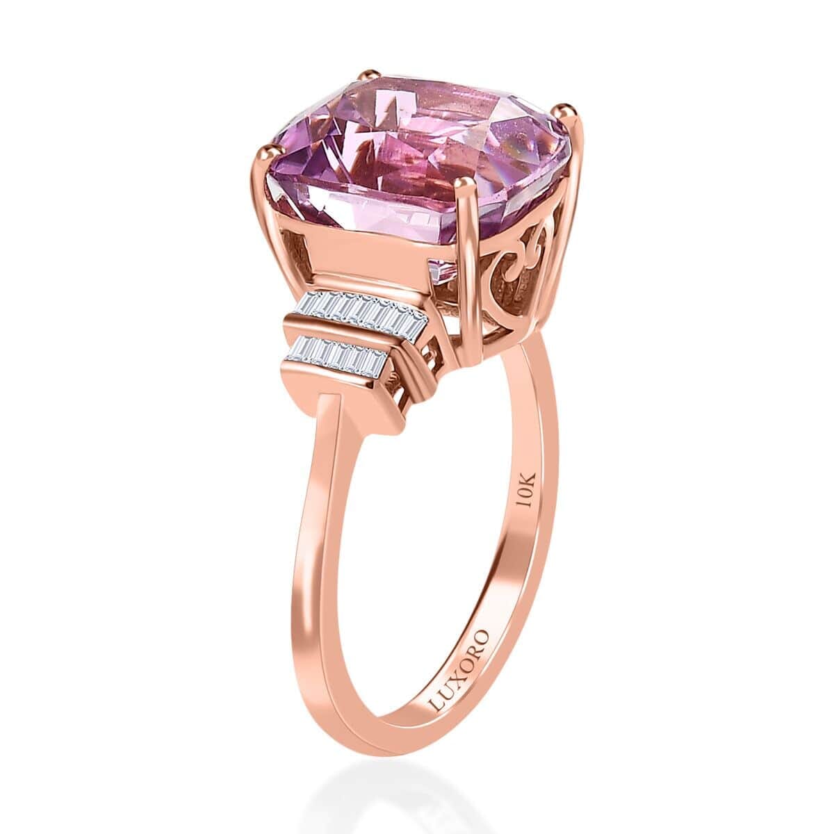 Luxoro 10K Rose Gold AAA Patroke Kunzite, Diamond (0.20 cts) Ring (Size 7.0) 6.75 ctw image number 3