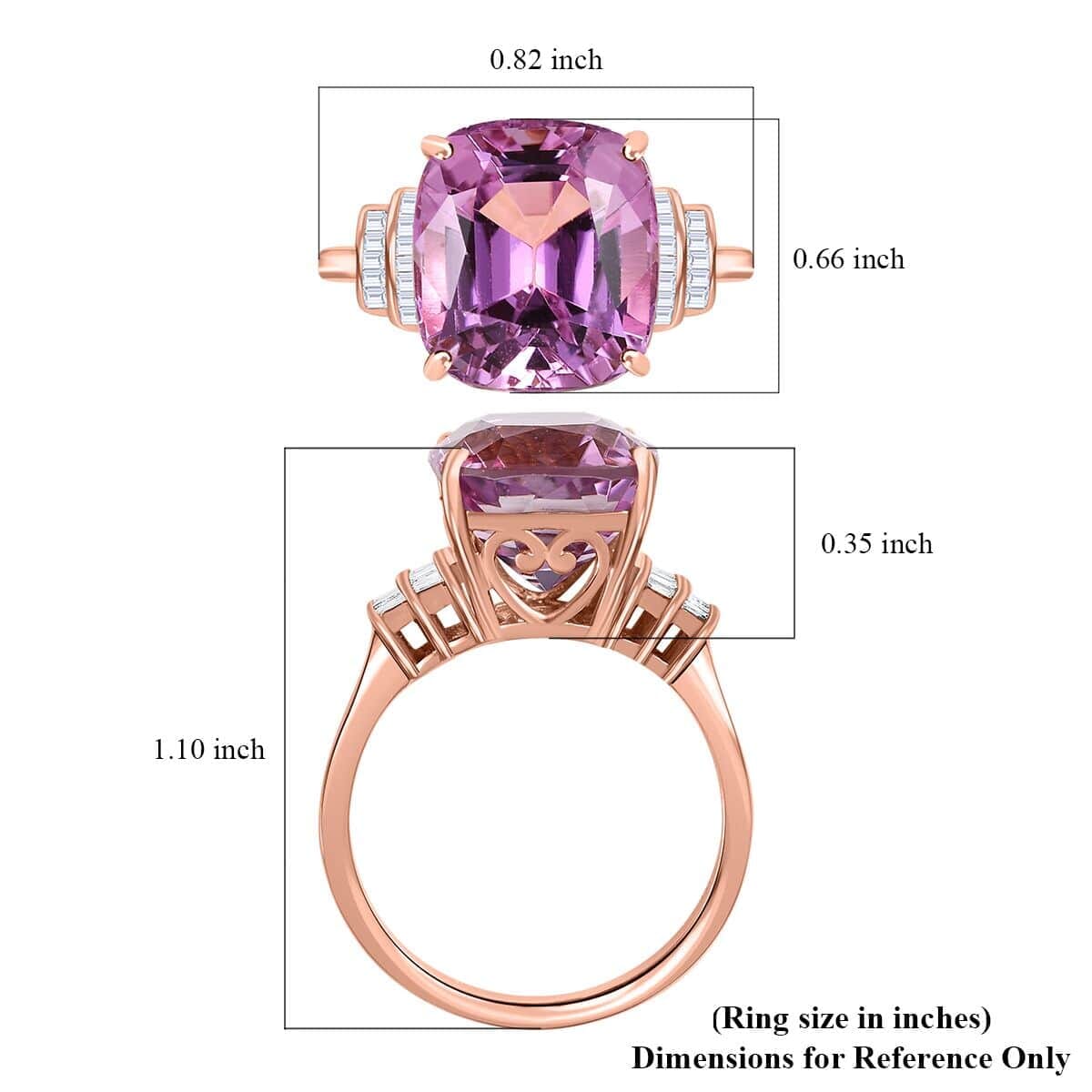 Luxoro 10K Rose Gold AAA Patroke Kunzite, Diamond (0.20 cts) Ring (Size 7.0) 6.75 ctw image number 5