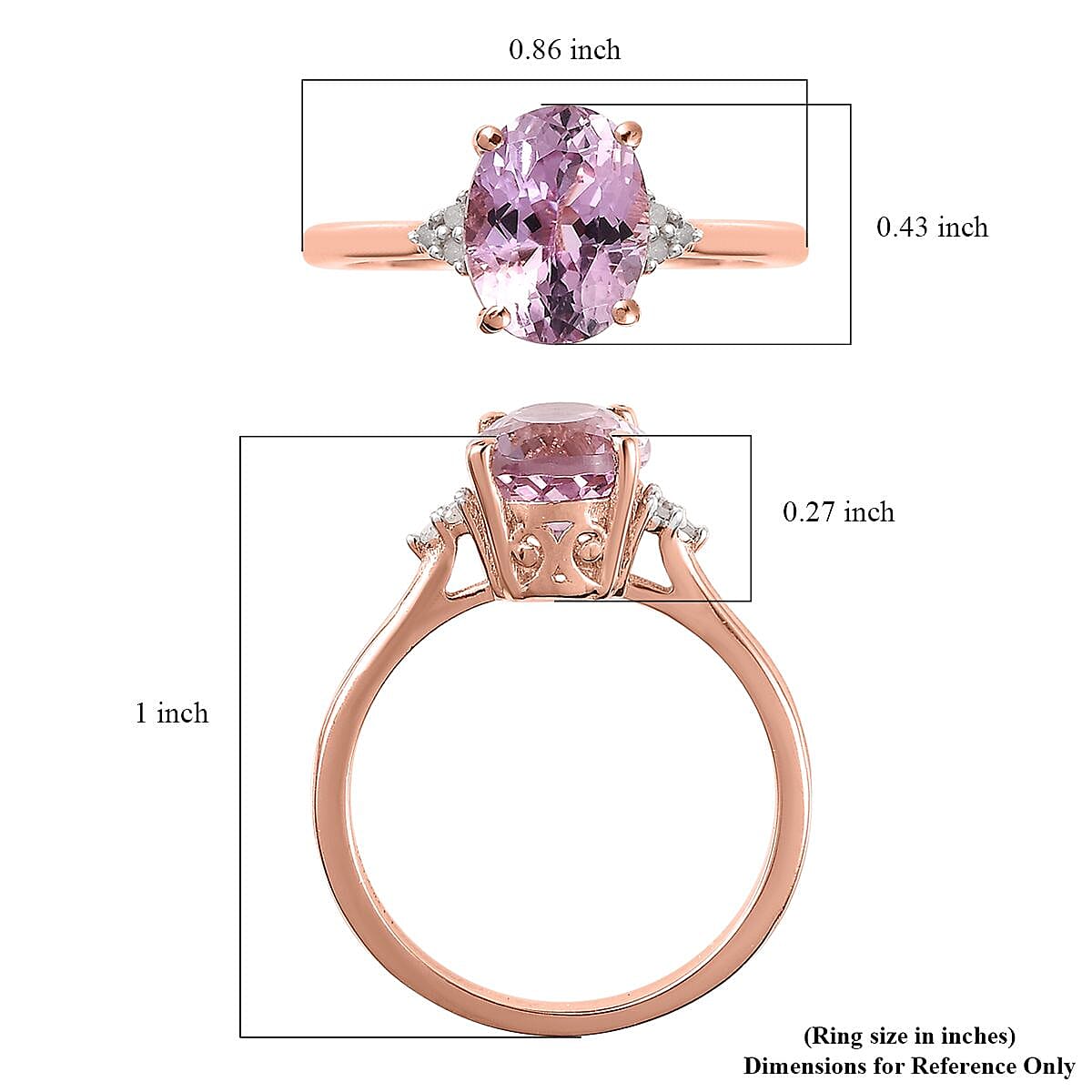 AAA Patroke Kunzite and Diamond Ring in Vermeil Rose Gold Over Sterling Silver (Size 7.0) 2.75 ctw