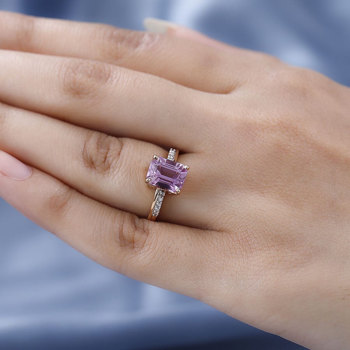 Luxoro 14K Rose Gold AAA Patroke Kunzite, Diamond (G-H, I3) Ring (Size 10.0) 4.50 ctw image number 2