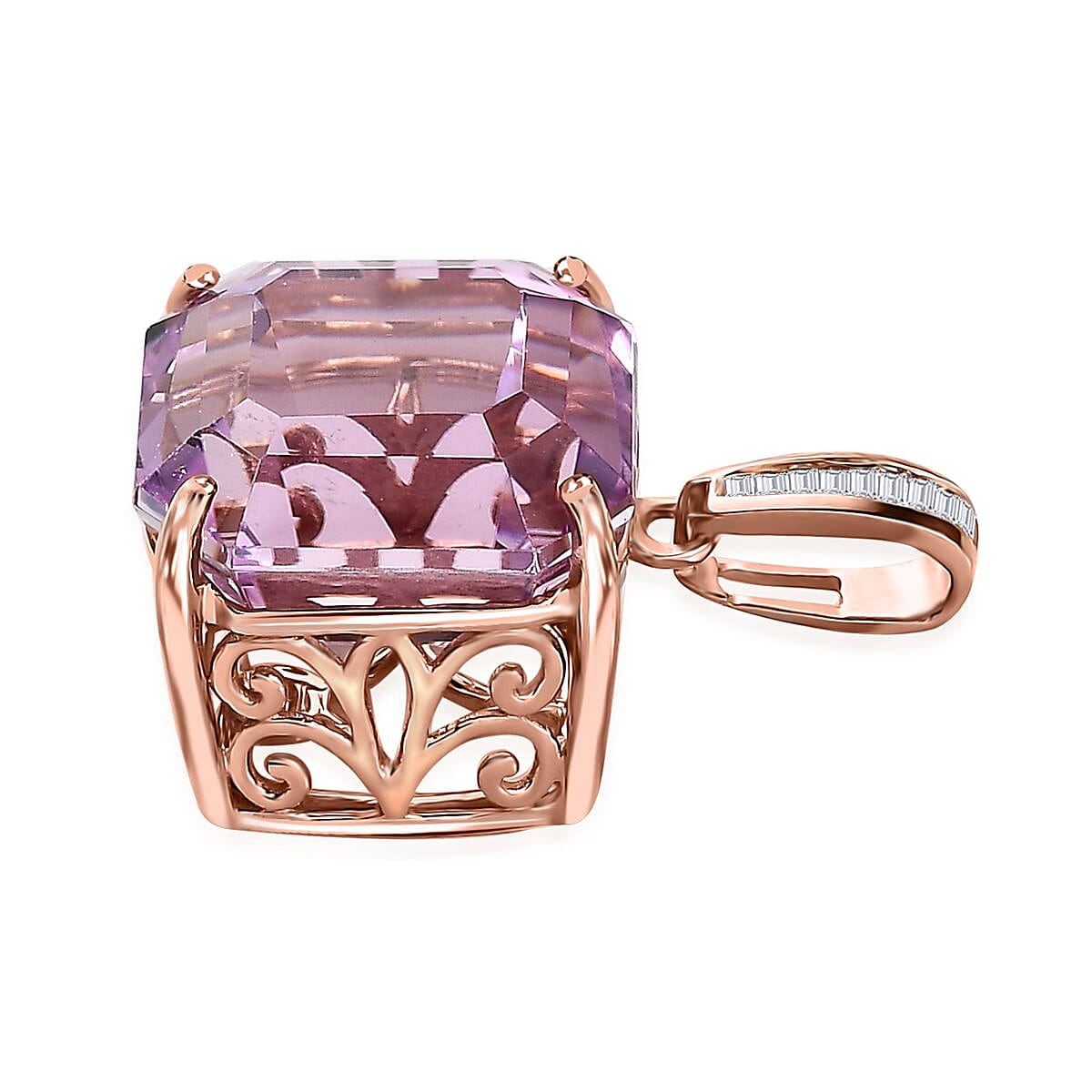 Iliana 18K Rose Gold AAAA Patroke Kunzite, Diamond (G-H, SI) Pendant 14.60 ctw image number 3