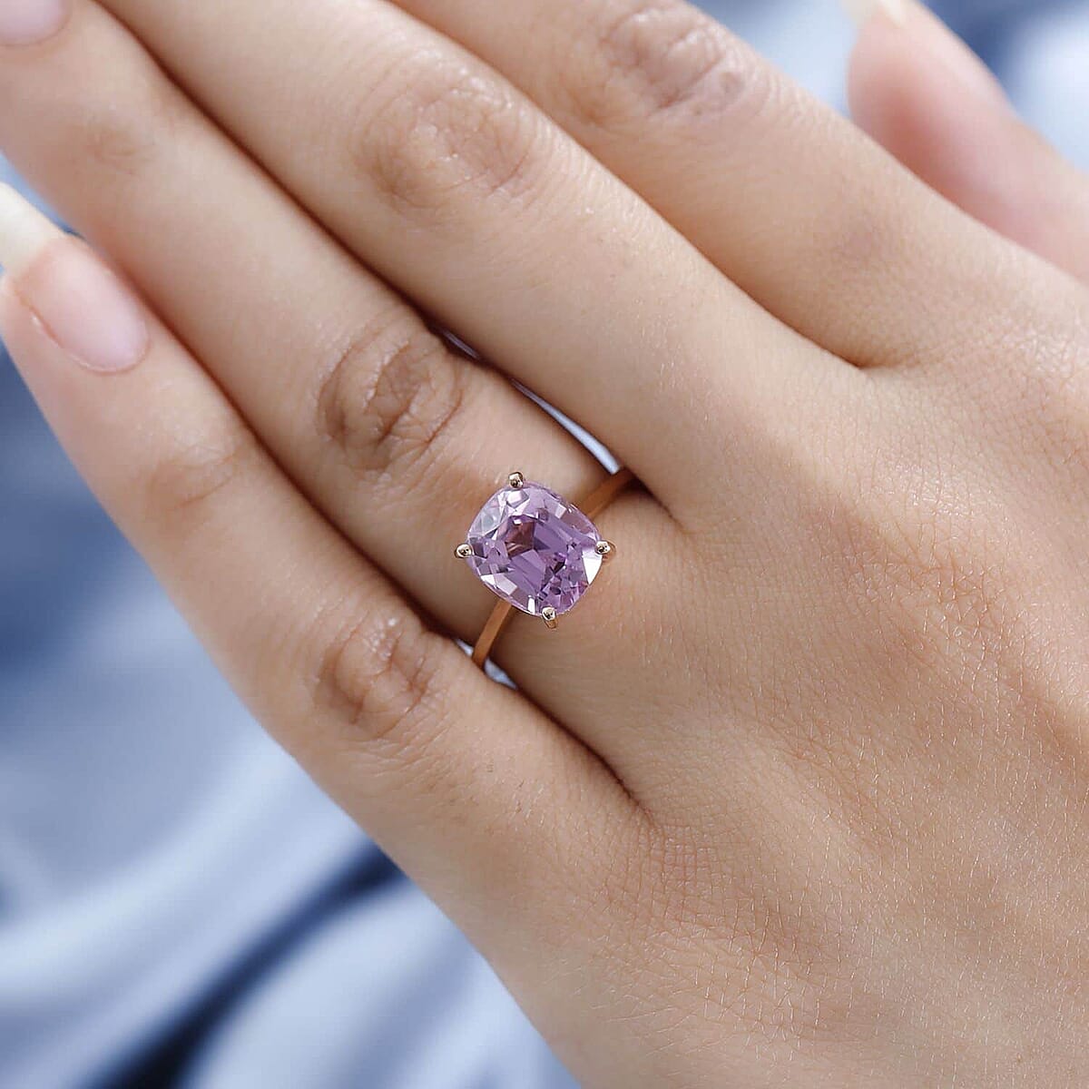 Iliana 18K Rose Gold AAA Patroke Kunzite Solitaire Ring (Size 6.0) 4.50 ctw image number 2
