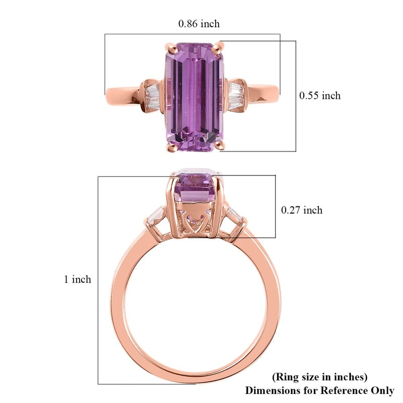 AAA Patroke Kunzite and White Zircon Ring in Vermeil Rose Gold Over Sterling Silver (Size 6.0) 4.75 ctw