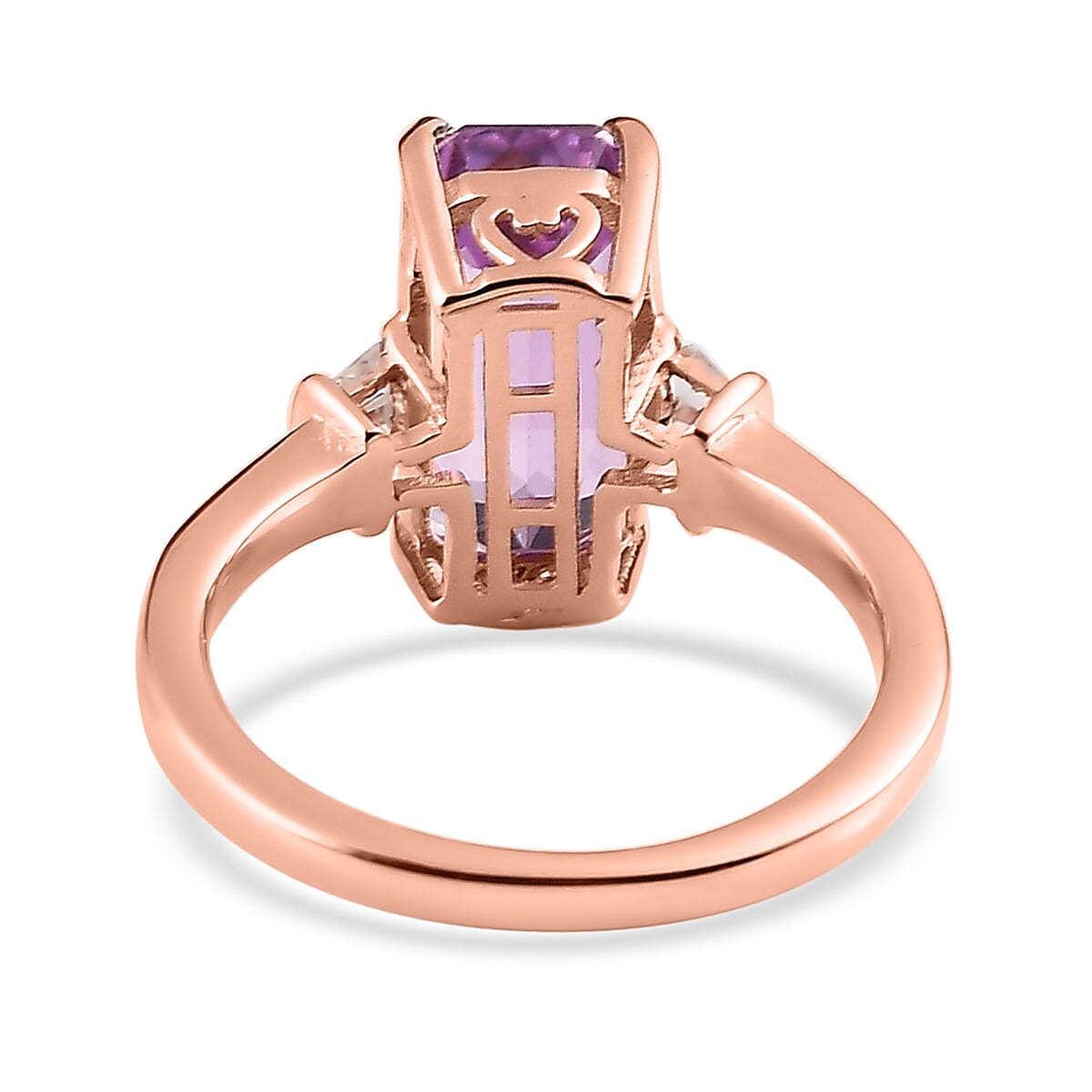 AAA Patroke Kunzite and White Zircon Ring in Vermeil Rose Gold Over Sterling Silver (Size 7.0) 4.75 ctw image number 4