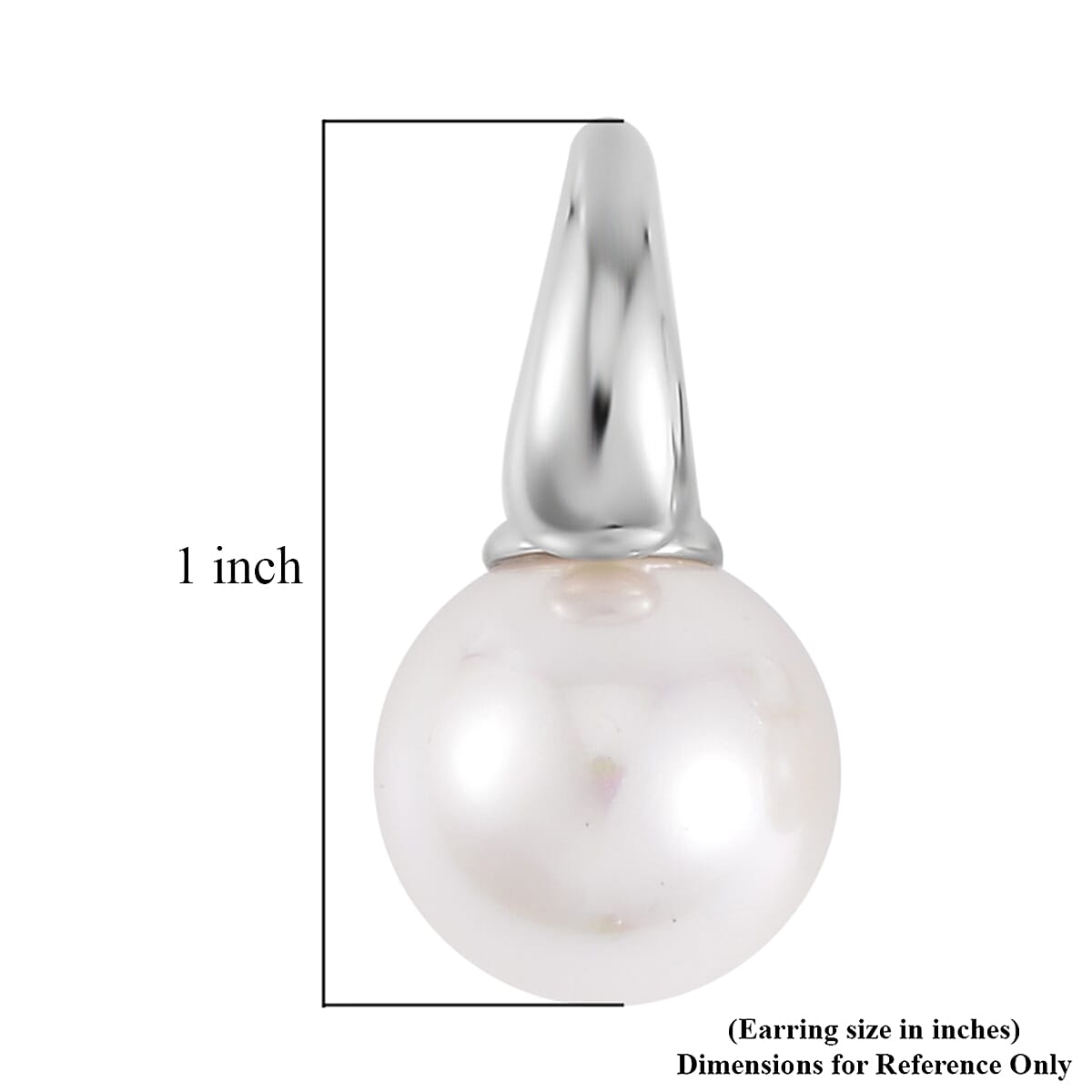White Shell Pearl Earrings in Silvertone