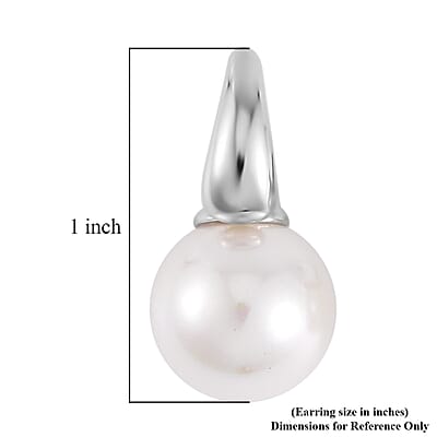 White Shell Pearl Earrings in Silvertone