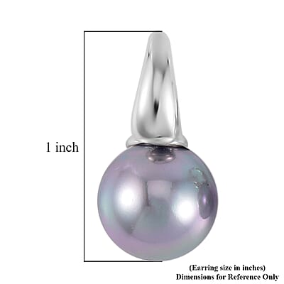 Gray Shell Pearl Earrings in Silvertone
