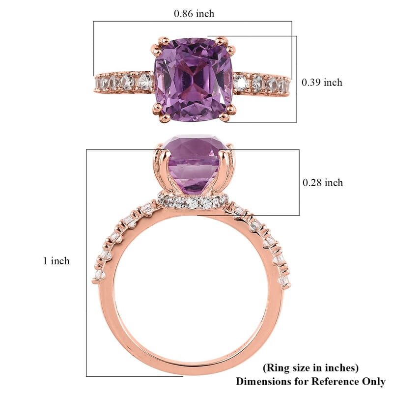 AAA Patroke Kunzite and White Zircon Ring in Vermeil Rose Gold Over Sterling Silver (Size 10.0) 4.10 ctw